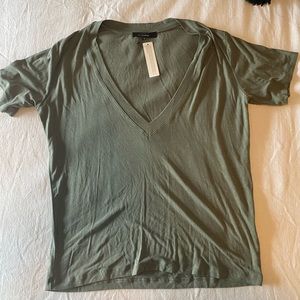 Vici short sleeve tee with v-neck in olive color